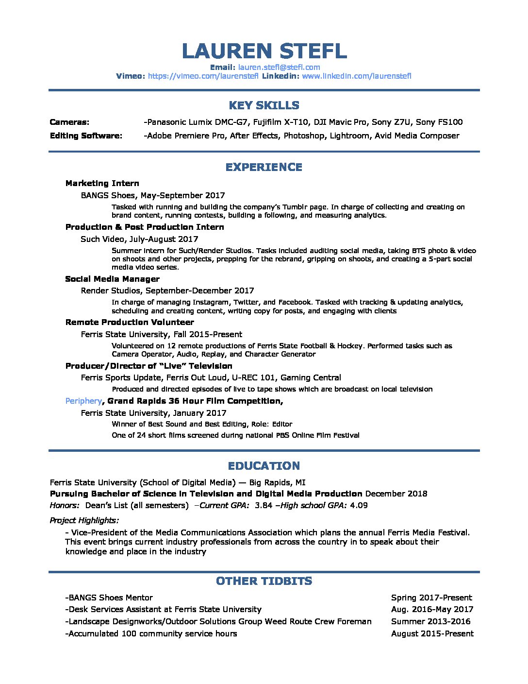 Lauren Stefl Resume